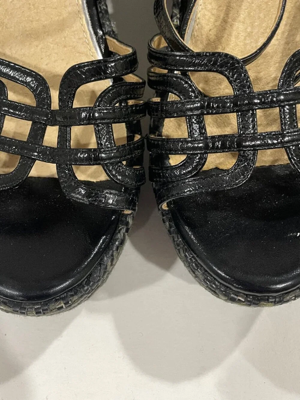 Maria Mare Black Cage Strappy Platform Wedge Sandals Womens 9.5 (EU 40) Espadril